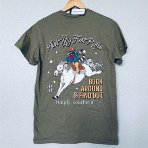 Simply Southern Rodeo Buck Around Western Raccoon Cowboy T-Shirt Top S